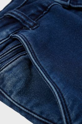 Kids' shorts in blue stretch denim, Patterned