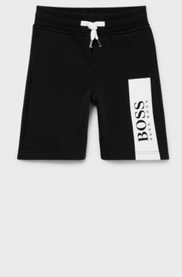 Kids' cotton-blend shorts with printed logo, Black