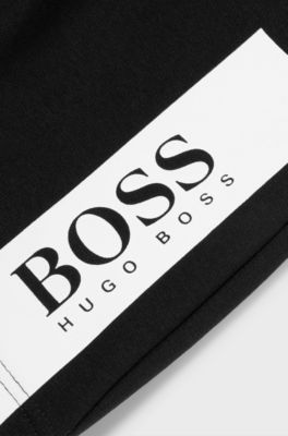 Kids' cotton-blend shorts with printed logo, Black