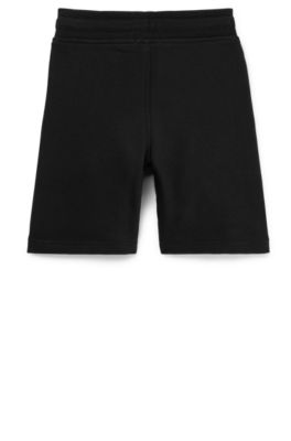 Kids' cotton-blend shorts with printed logo, Black