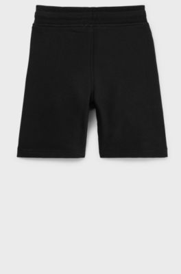 Kids' cotton-blend shorts with printed logo, Black