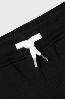 Kids' cotton-blend shorts with printed logo, Black