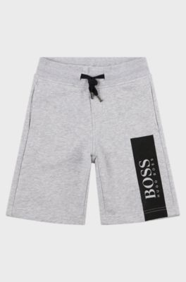 Kids' cotton-blend shorts with printed logo, Light Grey