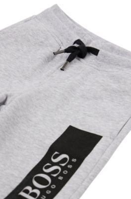 Kids' cotton-blend shorts with printed logo, Light Grey