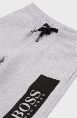 Kids' cotton-blend shorts with printed logo, Light Grey