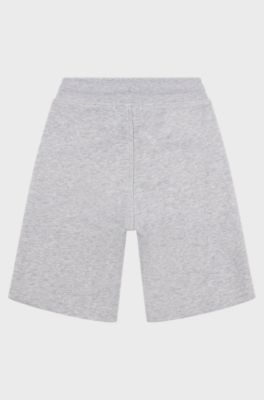 Short en coton m&eacute;lang&eacute; pour enfant, avec logo imprim&eacute;, Gris chin&eacute;