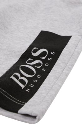 Kids' cotton-blend shorts with printed logo, Light Grey