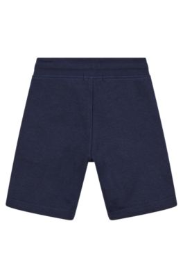 Kids' cotton-blend shorts with printed logo, Dark Blue