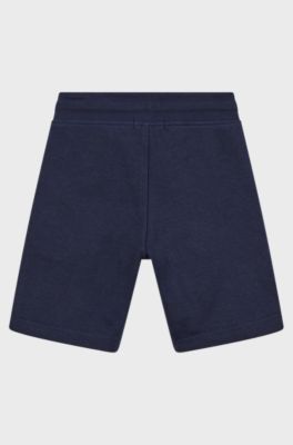 Kindershort van een katoenmix met logoprint, Donkerblauw