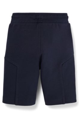 Kids' cotton-blend shorts with printed logo, Dark Blue