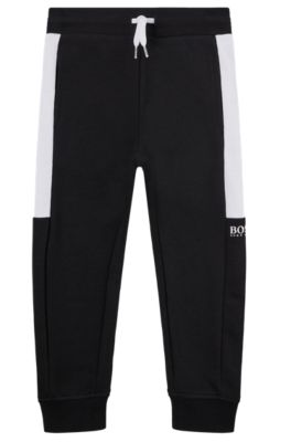 Kids' cotton-blend tracksuit bottoms with logo print, Black