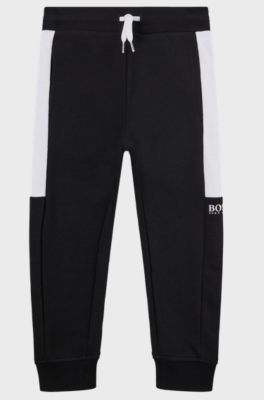 Kids' cotton-blend tracksuit bottoms with logo print, Black