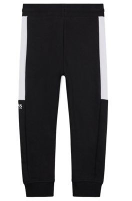 Kids' cotton-blend tracksuit bottoms with logo print, Black