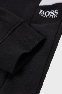 Kids' cotton-blend tracksuit bottoms with logo print, Black