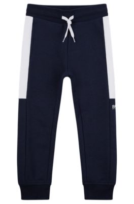 Pantaloni della tuta per bambini in misto cotone con logo stampato, Blu scuro
