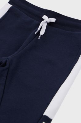 Kids' cotton-blend tracksuit bottoms with logo print, Dark Blue