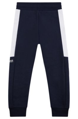 Pantaloni della tuta per bambini in misto cotone con logo stampato, Blu scuro