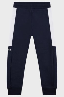 Kids' cotton-blend tracksuit bottoms with logo print, Dark Blue