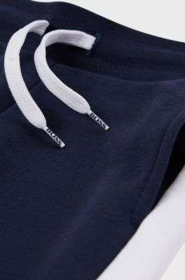 Kids' cotton-blend tracksuit bottoms with logo print, Dark Blue