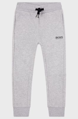 Kids' cotton-blend tracksuit bottoms with rear logo, Light Grey