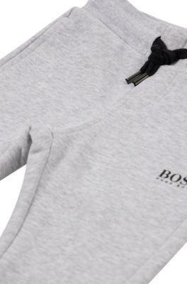 Kids' cotton-blend tracksuit bottoms with rear logo, Light Grey