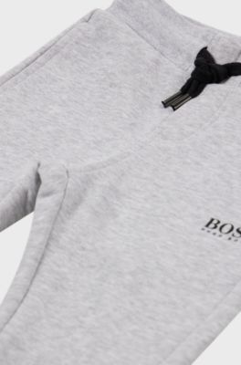 Kids' cotton-blend tracksuit bottoms with rear logo, Light Grey