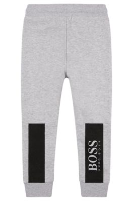 Kids' cotton-blend tracksuit bottoms with rear logo, Light Grey