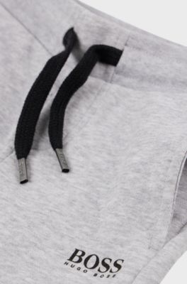Kids' cotton-blend tracksuit bottoms with rear logo, Light Grey