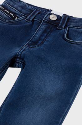 Kids' slim-fit jeans in blue stretch denim, Patterned