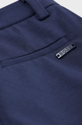 Kids' cotton-blend suit trousers with cargo pockets, Dark Blue