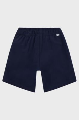 Kids' swim shorts with logo and stripe, Dark Blue