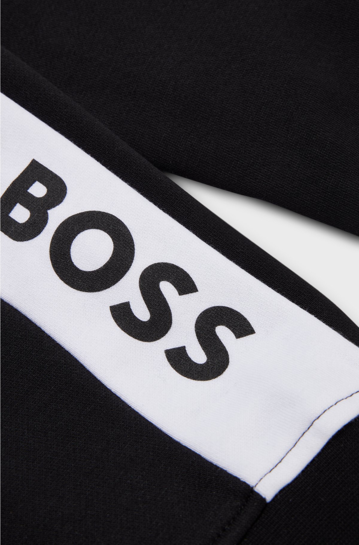 Kids' colour-block tracksuit bottoms with logo print, Black
