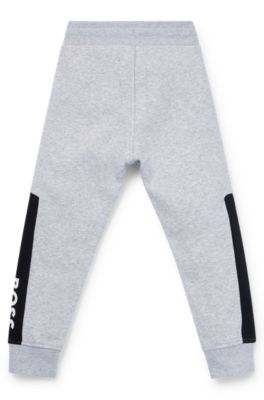 Kids' colour-block tracksuit bottoms with logo print, Light Grey