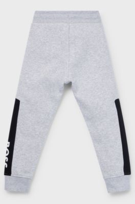 Kids' colour-block tracksuit bottoms with logo print, Light Grey