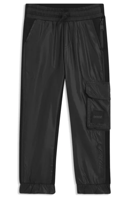 Bas de survêtement pour enfant en coton mélangé avec poche cargo logotée