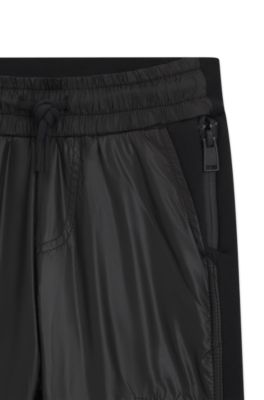 Kids' cotton-blend tracksuit bottoms with branded cargo pocket, Black