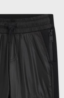 Kids' cotton-blend tracksuit bottoms with branded cargo pocket, Black