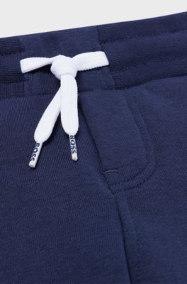Kids' cotton-blend tracksuit bottoms with logo print, Dark Blue