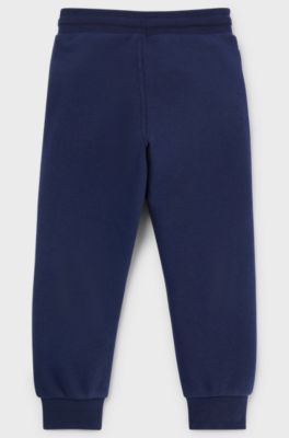Kids' cotton-blend tracksuit bottoms with logo print, Dark Blue