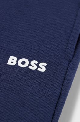 Kids' cotton-blend tracksuit bottoms with logo print, Dark Blue