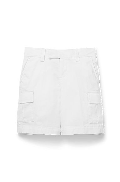 Short en twill de coton pour enfant, avec poches cargo, Blanc