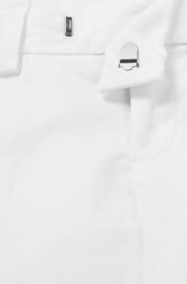 Kids' shorts in cotton twill with cargo pockets, White