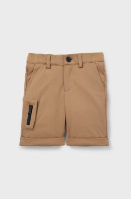 Kids' cargo shorts in stretch piqu&eacute; fabric, Brown