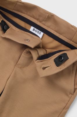 Kids' cargo shorts in stretch piqu&eacute; fabric, Brown