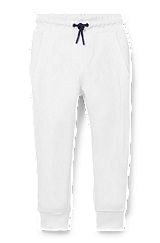 Pantaloni della tuta per bambini con fondo gamba elastico e targhetta con logo sulla parte posteriore, Bianco