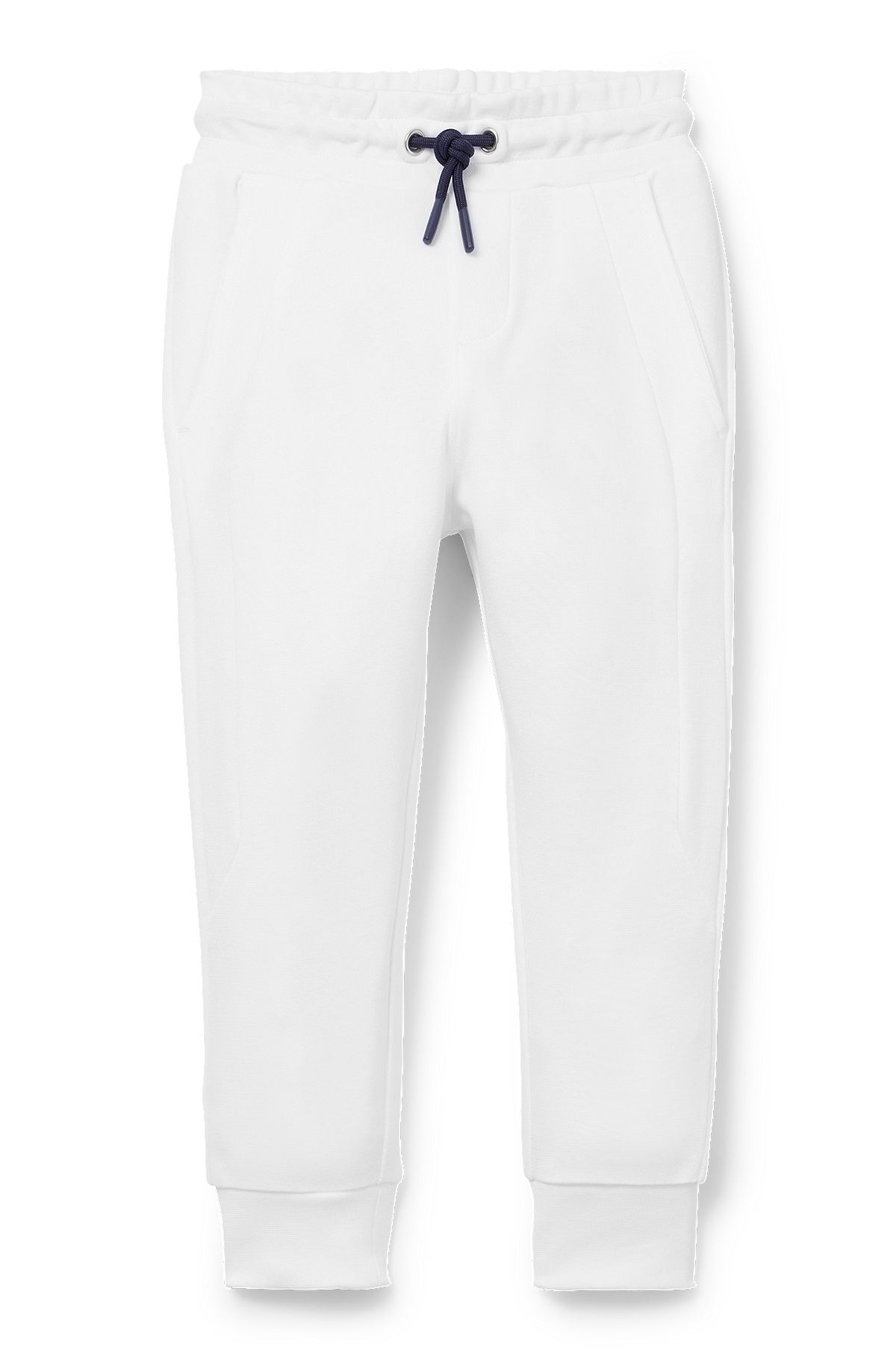 Kids' cuffed tracksuit bottoms with rear logo badge, White