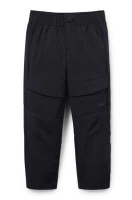 Kids' tracksuit bottoms in stretch fabric with tonal logo, Black