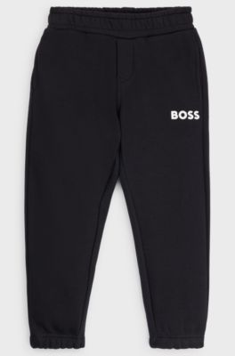 Kids' cotton-blend tracksuit bottoms with contrast logo, Black