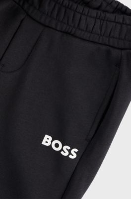 Kids' cotton-blend tracksuit bottoms with contrast logo, Black
