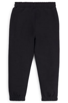 Kids' cotton-blend tracksuit bottoms with contrast logo, Black